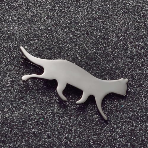 Christmas Tie Clips for Men 14k Gold Plated Silver Tie Pins with Cute Animal Deer/Lion/Dog/Cat Tie Bars Necktie Suit Tie Accessories Jewelry - style: Black Cat Tie Clip