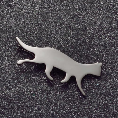 Christmas Tie Clips for Men 14k Gold Plated Silver Tie Pins with Cute Animal Deer/Lion/Dog/Cat Tie Bars Necktie Suit Tie Accessories Jewelry - style: Black Cat Tie Clip