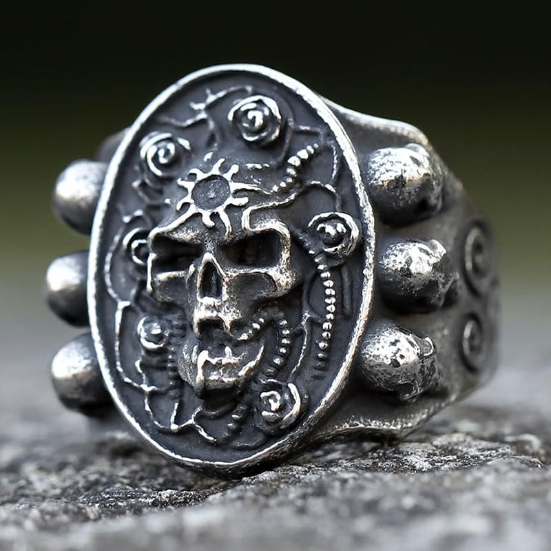 2023 Skull Ring Cool Evil Death Punk Rock Stainless Steel Rings Aly Style Jewelry - style: R1083