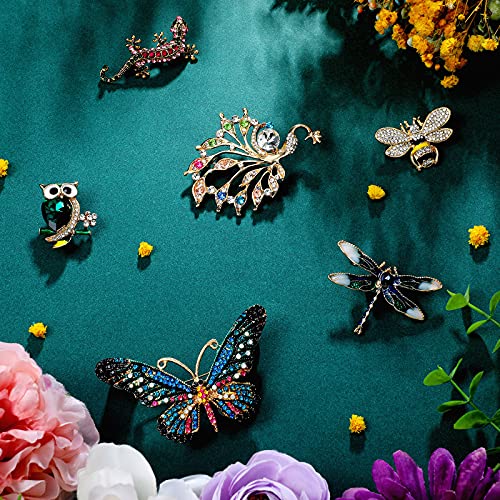 12 Pcs Women Brooches Bulk Vintage Rhinestone Pin Set - style: Animal