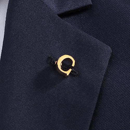 Initial Lapel Pin for Men Women, Brooch Pins for Men Suits, Metal Button Pins in 18K Gold and Silver Tone. - color: Gold-C