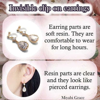 Women's Twisted Invisible Hoop Clip On Earrings Gold Silver Textured Comfortable Non Pierced Earrings - color: Hoop2 Silver