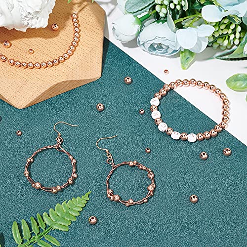 PH PandaHall 300pcs Rose Gold Plated Beads, 5 Sizes Round Spacer Beads Seamless Smooth Ball Bead Long-Lasting Spacers for Bracelet Necklace Earring Jewelry Making DIY Crafts (2mm, 3mm, 4mm, 5mm, 6mm) - color: Rose Gold