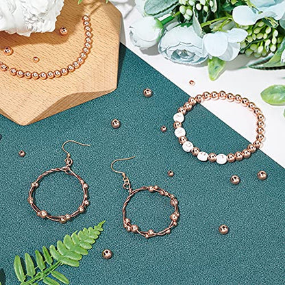 PH PandaHall 300pcs Rose Gold Plated Beads, 5 Sizes Round Spacer Beads Seamless Smooth Ball Bead Long-Lasting Spacers for Bracelet Necklace Earring Jewelry Making DIY Crafts (2mm, 3mm, 4mm, 5mm, 6mm) - color: Rose Gold