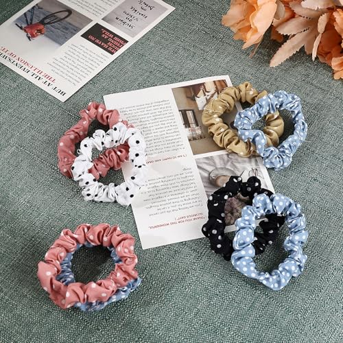 30 Pcs Small Scrunchies No Damage Hair Ties for Women | Hair Accessories Ponytail Holders, Elastic Soft Rubber Bands for Thick Thin Hair (Polka Dot Theme) - color: Polka Dot Theme
