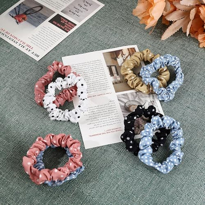 30 Pcs Small Scrunchies No Damage Hair Ties for Women | Hair Accessories Ponytail Holders, Elastic Soft Rubber Bands for Thick Thin Hair (Polka Dot Theme) - color: Polka Dot Theme
