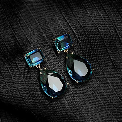 Elegant Wedding Bridal Crystal Teardrop Necklace Earrings Jewelry Set - style: earrings