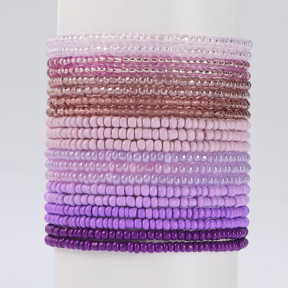 18-20PCS Colorful Bohemia Seed Beaded Bracelets Set Stackable Boho Stretch Bangle Bracelets Multilayer Boho Anket Concert Summer Beach Vaction Surf Jewelry Accessory - color: Purple-20pcs