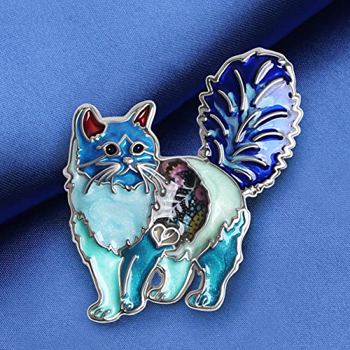 NEWEI Cat Brooch Pins for Women Girls Jacket Bag Charms Cat Pins Jewelry Gifts - color: Blue