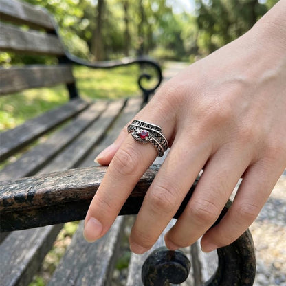 HAIXIAN Innovation Retro Snake Inlaid with 7A grade Zircon Gemstones Ring,S925 Sterling Silver Punk Gothic Cocktail Party Creative Snake Ring for Women - color: Ring_B