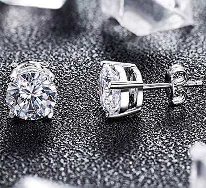 925 Sterling Silver Stud Earrings for Unisex, Stud Earring with 5A+ Cubic Zirconia Hypoallergenic Earrings for Women Men 4MM-8MM - size: 7mm