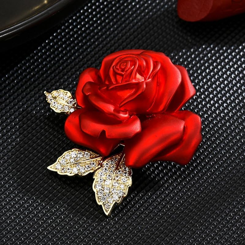 Red Rose Flower Brooches and Pins for Women Costume Jewelry Brooch Pins Broches Jewelry for Women Elegant Lady Pin - style: Rose Bud