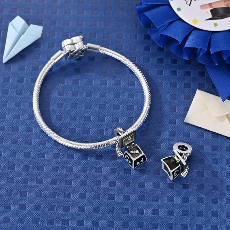 925 Sterling Silver Charms for Bracelets and Necklaces Beads Jewelry Charms for Women - color: Openable Graduation Cap Charm