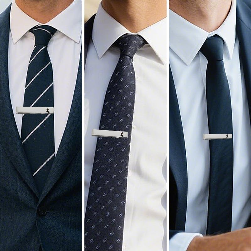 Mens Airplane Tie Clip for Boyfriend Husband Son Flight Attendant Accessories for Men - style: Silver Football