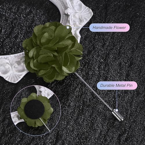 M METERXITY Flower Lapel Pins for Men, Boutonnieres Pin Camellia Flower Groom Boutonnieres for Wedding/Graduation - color: Army Green