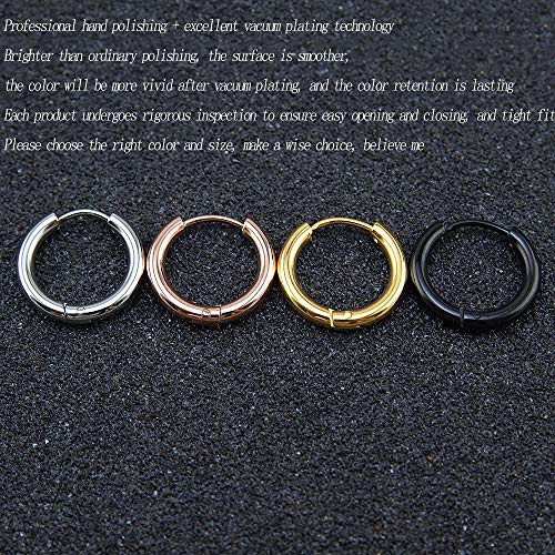 316L Surgical Stainless Steel Huggie Hoop Earrings 6mm 8mm 10mm 11mm 12mm 14mm Hypoallergenic Earrings Hoop Cartilage Helix Lobes Hinged Sleeper Earrings For Men Women - style: A04:6mm Rose Gold(THK 2.0mm)