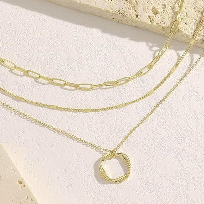 Evabelle Gold Layered Necklace for Women Trendy Jewelry 14K Real Gold Plated Chunky Chain Stackable Necklaces Dainty Choker Necklaces Rectangle Square Pendant - color: Gold Necklace 26