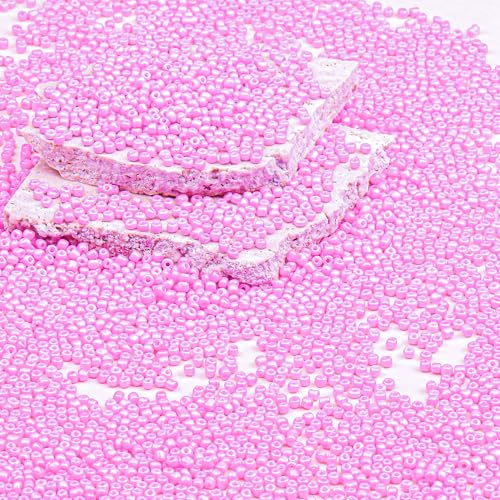 Legefo 4mm Glass Seed Beads Bulk, Pink 6/0 Small Mini Pony Seed Beads, Tiny Round Craft Bead for Bracelet Necklace Wrist Jewelry Making Beading Weaving DIY Crafts Supplies, 1000pcs - color: Pink