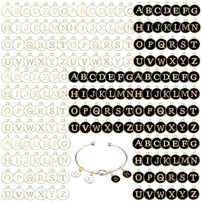Bucherry 208 Pcs Letter Metal Charms for Jewelry Making Mix Initial Double Side Charms for DIY Bracelet Necklace Making - color: Black and White, style: Letter