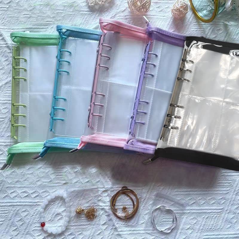 Travel Jewelry Organizer: Book-Style, Zipper, Anti-Tarnish & Foldable Case | Book-style foldable travel jewelry organizer, zipper pouch with dust protection, anti-tarnish liner, daily storage - color: Green