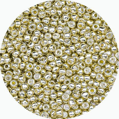 Legefo 4mm Glass Seed Beads Bulk, Bright Gold 6/0 Small Mini Pony Seed Beads, Tiny Round Craft Bead for Bracelet Necklace Wrist Jewelry Making Beading Weaving DIY Crafts Supplies, 1000pcs - color: Bright Gold