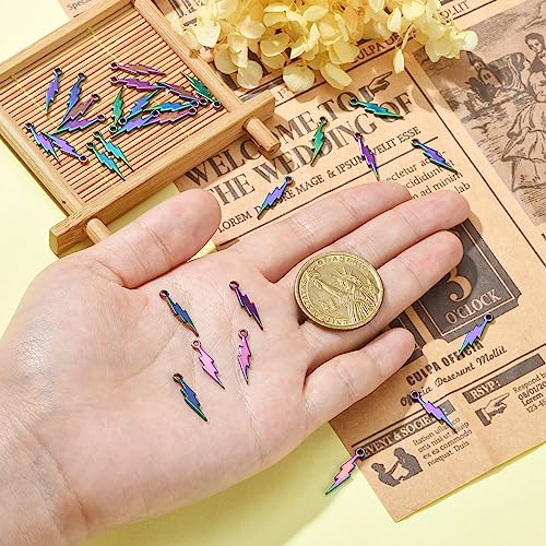 LiQunSweet 30 Pcs Electroplating Flash Shape Weather Themed Charms Celestial Thunder Blot Lightning Charms for DIY Jewelry Making - color: Lightning Charms_30Pcs