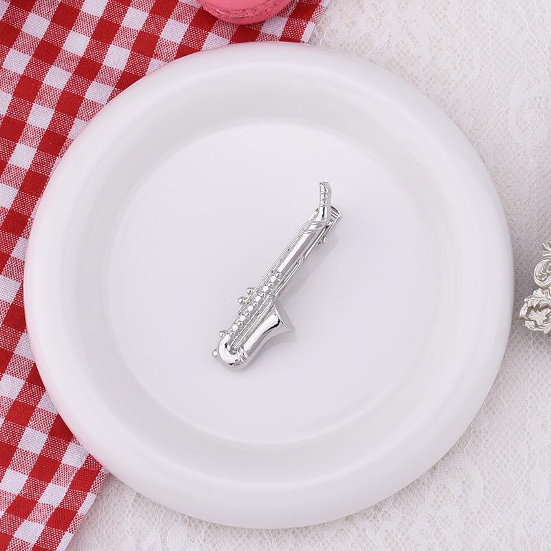 Mens Tie Clips for Husband Dad Boyfriend Birthday Christmas Gifts for Men Novetly Tie Clip for Skinny Ties Bar Clip - style: saxophone