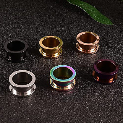 Set of 12 PCS 316L Stainless Steel Ear Plugs Large Gauges Stretching Screw Fit Tunnels Gauge 2g - 1 inch Ear Plugs Tunnels for Ears Expander Body Jewelry - color: 6 Pair, size: 6mm(2G)