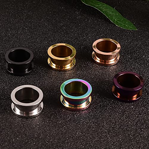 Set of 12 PCS 316L Stainless Steel Ear Plugs Large Gauges Stretching Screw Fit Tunnels Gauge 2g - 1 inch Ear Plugs Tunnels for Ears Expander Body Jewelry - color: 6 Pair, size: 16mm(5/8")