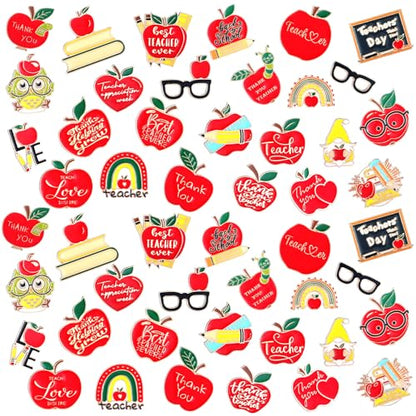 Giegxin 40 Pcs Teacher Lapel Pins Bulk Teacher Appreciation Gifts Apple Enamel Pins Thank You Gifts Glasses Brooch for Clothes Bags Accessories - style: Book
