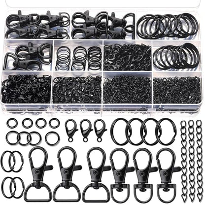 Teenitor 524PCS Keychain Making Kit, Keychain Craft Supplies Key Chain Clips, Lanyard Snap Hooks， Key Rings and Jump Rings for Keychain Making Supplies Jewelry Lanyard Making, Keychain Kit Black - color: Black