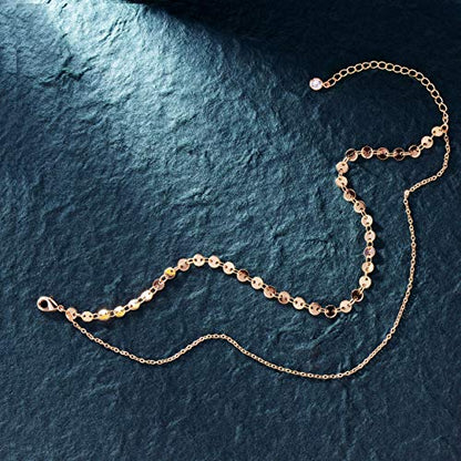 LOYATA Dainty Ankle Bracelet,14K Gold Plated Tiny Bead Anklet Dainty White Cubic Zirconia Cross Tassel Foot Chain Cute Lucky Moon Evil Eye Foot Jewelry Boho Anklets for Women - color: Layer Gold Bead