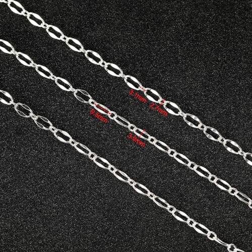 UMAOKANG 16.4 Feet Brass Chain for Jewelry Making Silver Plated Lip Chains Bulk Women Necklace Bracelet DIY Jewelry Supplies - color: Silver Lip