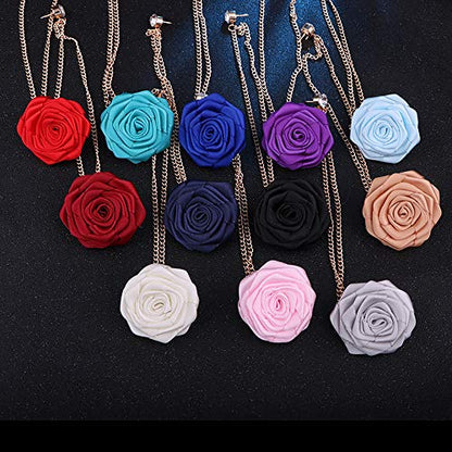 Fashion Bridegroom Wedding Brooches Cloth Art Hand-Made Rose Flower Brooch Lapel Pin Badge Tassel Chain Men's Suit Accessories - color: Red
