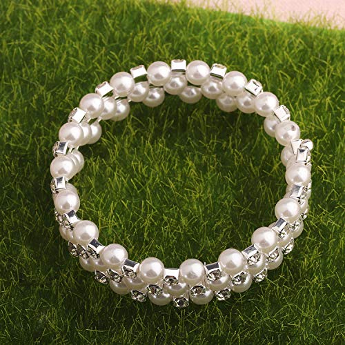 MYOSPARK Multi Layers Pearl Rhinestone bracelet Cuff Wrap Bangle Wedding Jewelry Gift For Bridal Mother Bridesmaid
