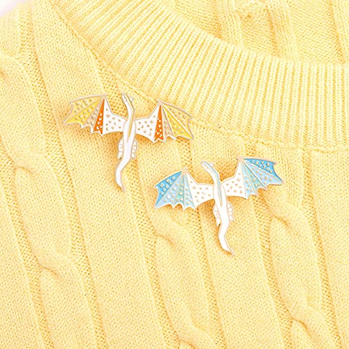 ROFARSO Dragon Enamel Lapel Pin Set Cartoon Flying Dragon Pin, Accessory for Backpacks Clothing Bags Hats Shirts(2piccs pin set)