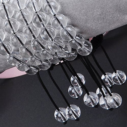 MASSIVE BEADS Natural Healing Power Gemstone Crystal Beads Unisex Adjustable Macrame Bracelets - color: Clear Crystal, size: 8mm