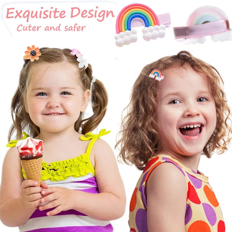 28 PCS Cute Hair Clips Fashion Girls Hair Accessories Flower Fruit Colorful Rainbow Candy Dessert Lovely Animal Barrettes Set Non-slip Metal Snap Pins for Girls Kids Teens Toddlers (Style B) - color: Style B