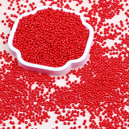 Legefo 4mm Glass Seed Beads Bulk, Bright Red 6/0 Small Mini Pony Seed Beads, Tiny Round Craft Bead for Bracelet Necklace Wrist Jewelry Making Beading Weaving DIY Crafts Supplies, 1000pcs - color: Bright Red