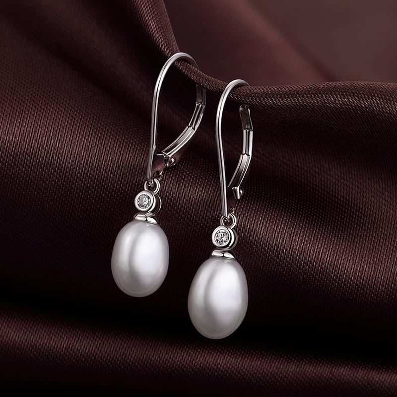 925 Sterling Silver Hook Pearl Dangle Earrings for Women Drop Hook Vintage Earrings Jewelry Birthday Gifts - style: 6mm Pearl