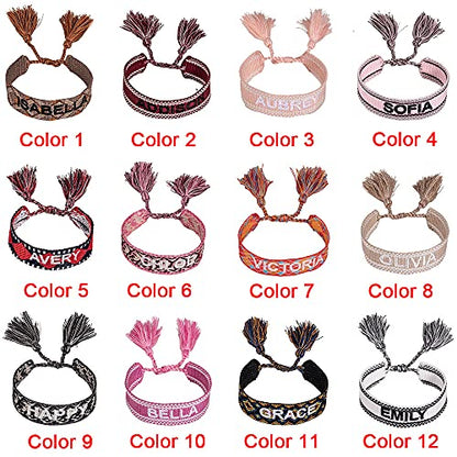 Custom Name Wide Woven Cuff Bracelets for Women Embroidered Woven Bracelet for Her | Boho Bracelets for Women Woven Cuff Bracelet | Personalized Women Bracelet Cuff | Friendship Cuff Bracelets