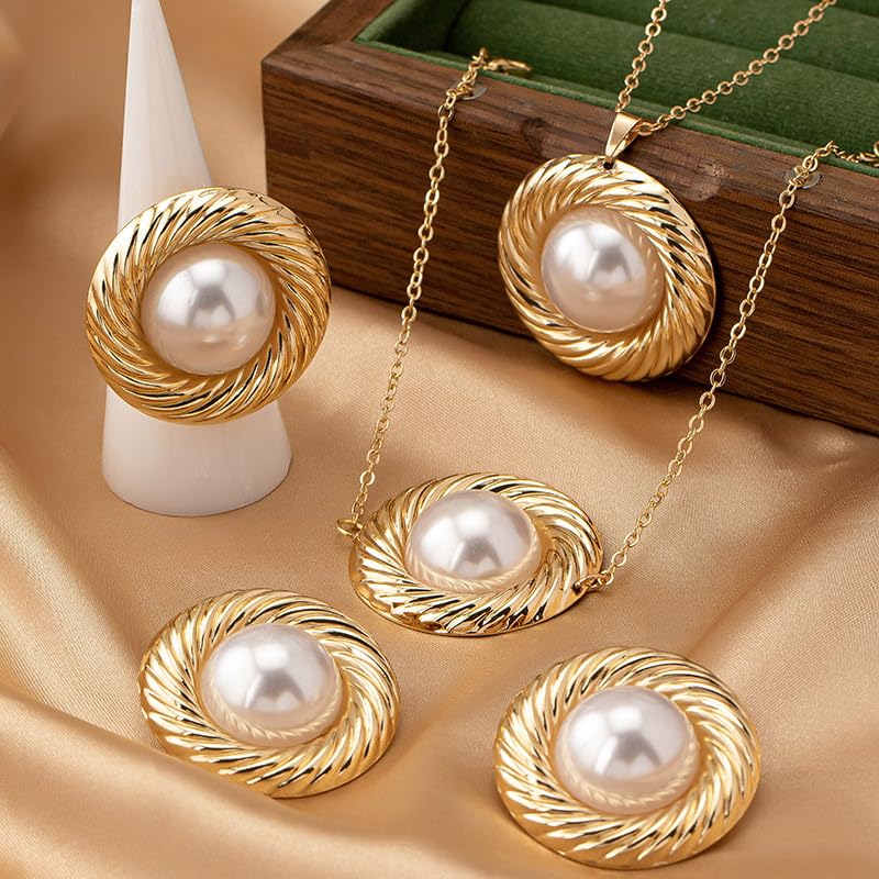 Pearl Necklace for Women Dainty Pearl Necklace Timeless Jewelry christmas gifts friendship gifts for women - color: E-Fashion Pearl Jewelry Set