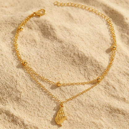Gold Starfish Seashell Anklets Bracelets for Women Dainty Gold Layered Shell Link Chain Anklets Summer Conch Seashell Foot Bracelet Jewelry for Beach Vacation - color: gold3