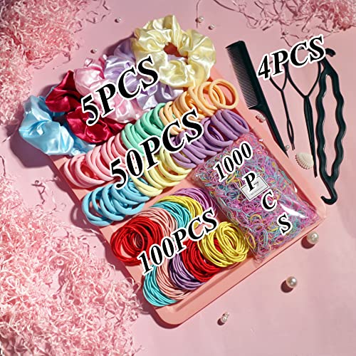 YANRONG 1159PCS Hair Accessories for Woman Set Seamless Ponytail Holders Variety Hair Scrunchies Hair Bands Scrunchy Hair Ties For Thick and Curly (Multicolour) - color: Multicolour
