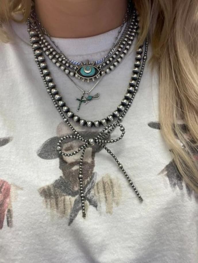 Navajo Pearl Bow Jewelry Set Western Turquoise Necklace Earring for Women Cowgirl Western Jewelry - style: Style-B