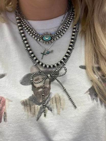 Navajo Pearl Bow Jewelry Set Western Turquoise Necklace Earring for Women Cowgirl Western Jewelry - style: Style-B