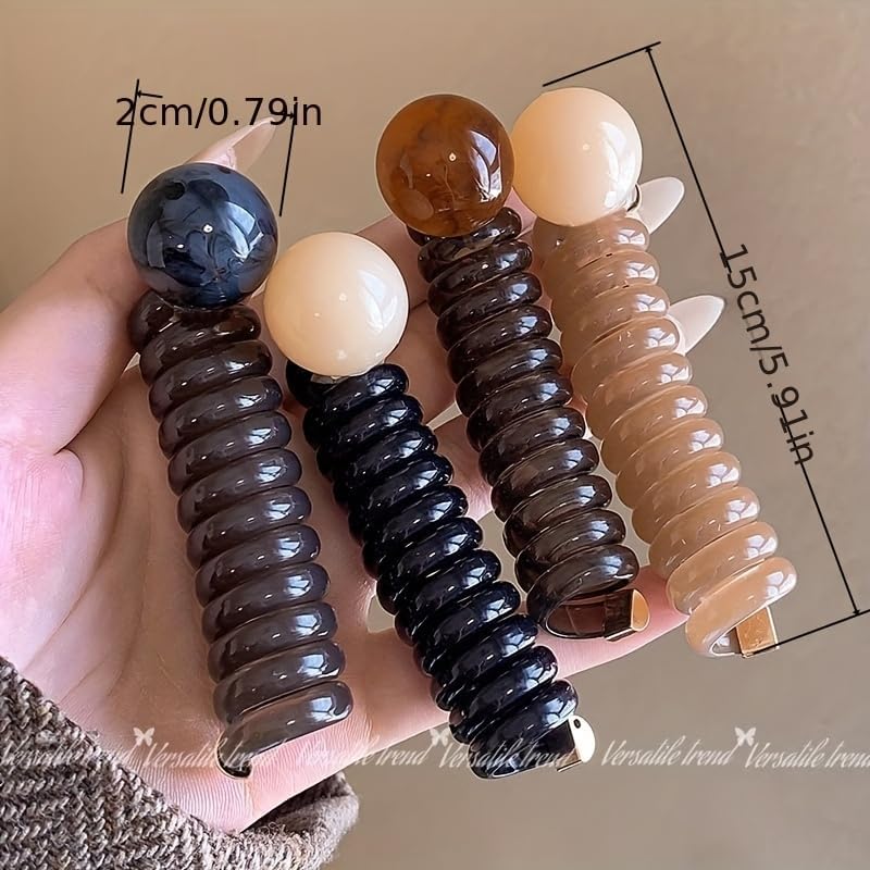 1pcs Set] Premium Spiral Hair Ties - Fashionable And Soft Plastic Hair Coils, (Black), No Damage No Pull Hair Additions, Perfect for Thick Hair, Women And Teens (Everyday Use)