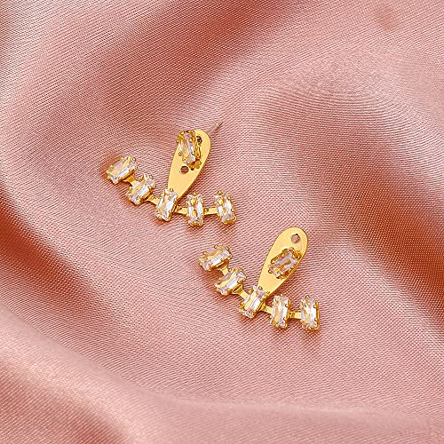 Rhinestone Star Jacket Statement Earrings for Women,14K Gold Cubic Zirconia Climber Stud Jewelry Party Prom Fashion Cartilage Earring Gifts - style: C