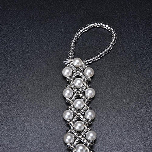 ZHONGJIUYUAN 2PCS(1 Pair) Footless Bridal Foot Jewelry Women Faux Pearls Anklets Beach Wedding Pearl Barefoot Sandals Stretch Anklet Chain