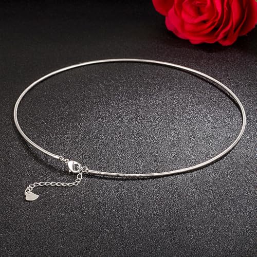 Solid 925 Sterling Silver 2.5mm Snake Chain Choker Necklace | Delicate Clavicle Chain for Layering, 16" 18" 20" Length for Women - size: 18"